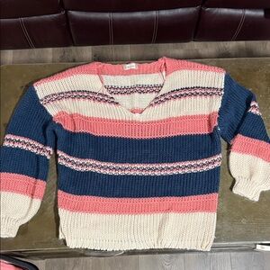 Altar’d State Pink, Blue, and Cream Sweater